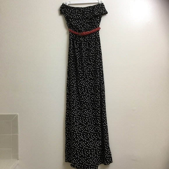 Polkadot maxi dress strapless w belt + ruffle top - Picture 6 of 6